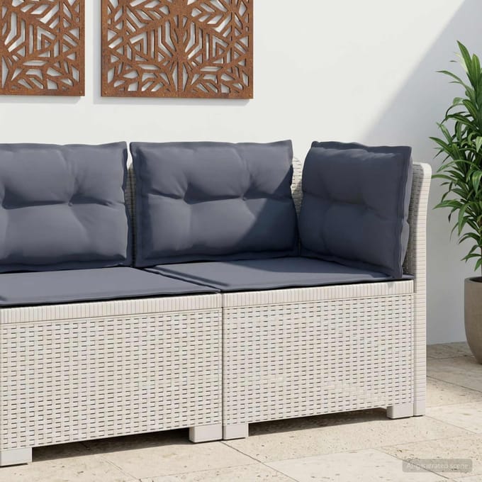 vidaXL - Eén-zits - Tuin - Sofa - met - Kussens - Rieten - Look - PP - Wit