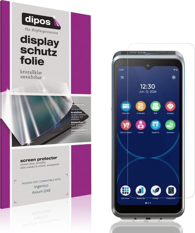 dipos – 4x Beschermfolie geschikt voor Ingenico Axium DX8 | Krasbestendige & heldere Screenprotector Ultra-Thin