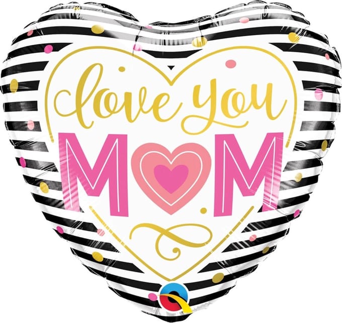 Qualatex - Folieballon Love You MOM Gestreept 46 cm