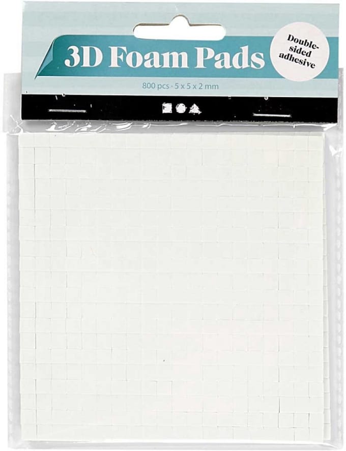 Creativ Company 3D Foam Pads Wit 5x5x2mm 2 Sheets
