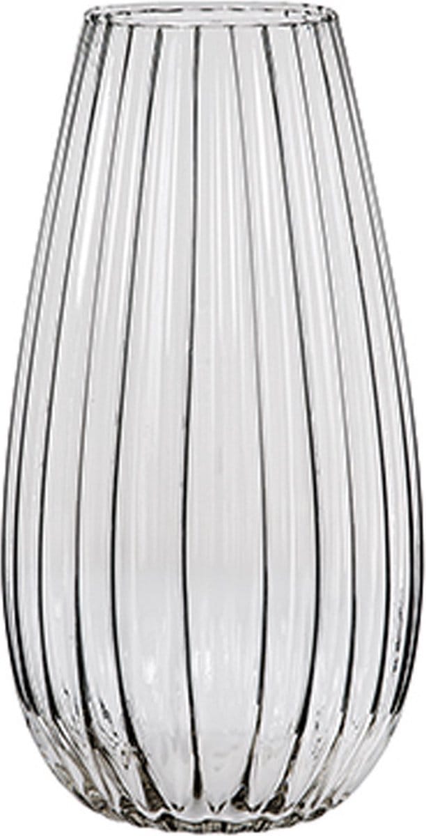 Alessandro Vaas - rallado - glas - streep relief - 15 x 15 x 30 cm - bloemenvaas