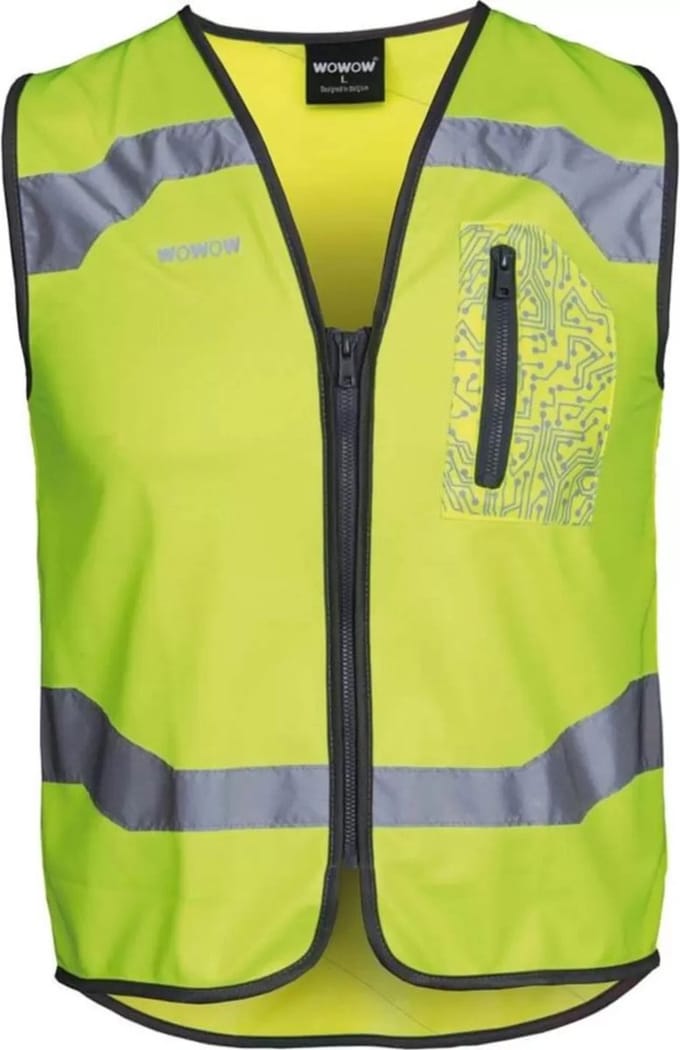 WOWOW Drone Veiligheidsvest met rits - fietsen - hardlopen - wandelen - maat L - geel
