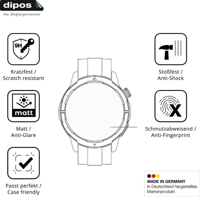 dipos – 2x Matte Pantserfolie geschikt voor Beafon Smartwatch 601 | 9H Screenprotector