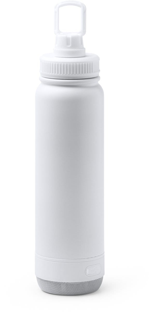 Dubbelwandige RVS Thermosfles met speaker. 650 ml kleur Wit