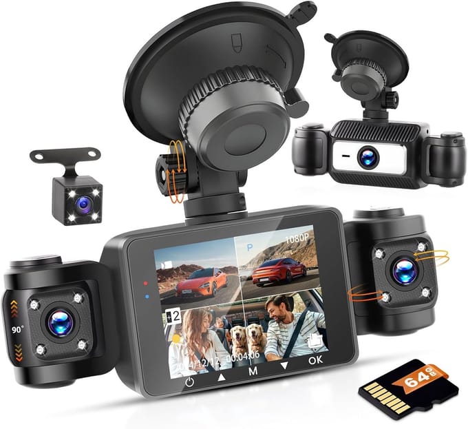 SnelShoppen - Hikity USB-dashcam voor Android-autoradio met Nachtzicht, Waterdichte Mini-autocamera, 170° Groothoek, G-sensor, Loop-opname & 64G SD-ka