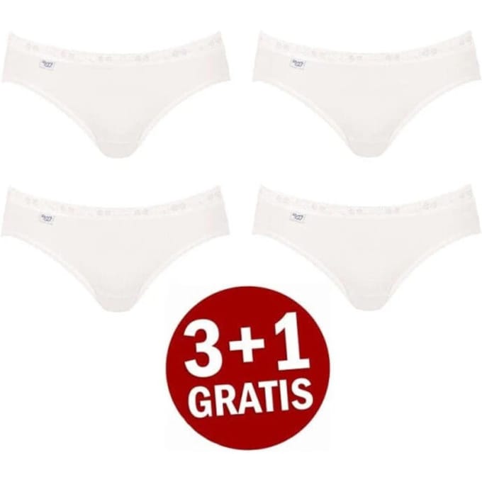 sloggi Basic+ Dames Mini slip - 4-pack - Wit