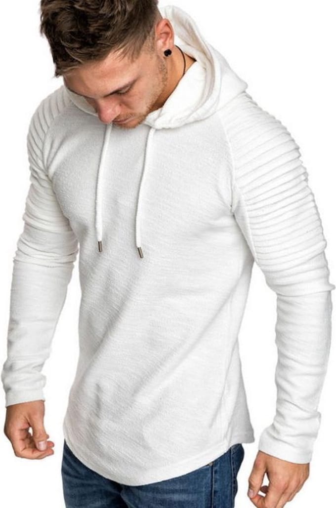 Hoodie Rib Sleeve White XL