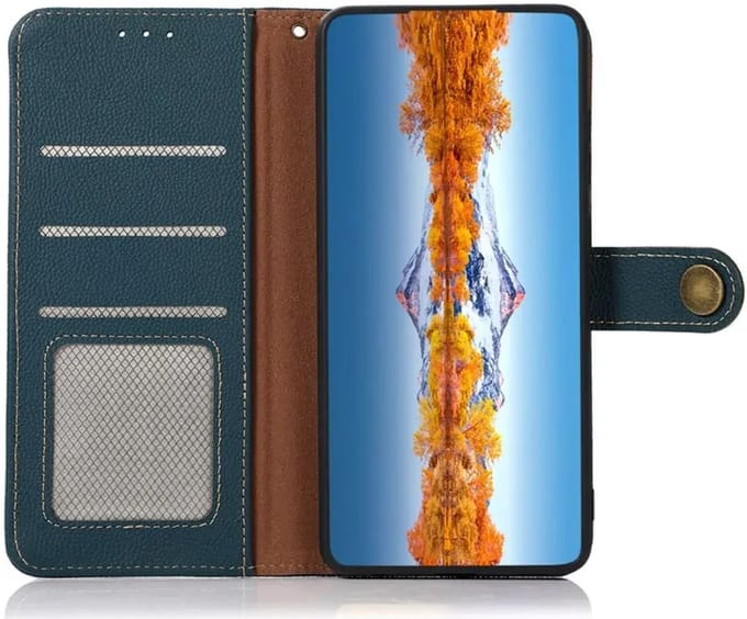 KHAZNEH OnePlus 12 Hoesje RFID Book Case Leer Groen