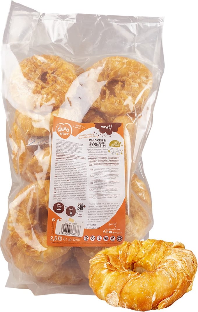 Duvo+ Kip & Runderhuid Bagels medium 2500g +- 22 stuks