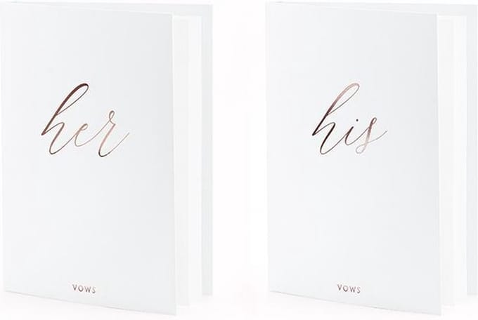 PartyDeco Gelofte boekje - Vows voor bruiloft - Wit, roségoud - 2 stuks