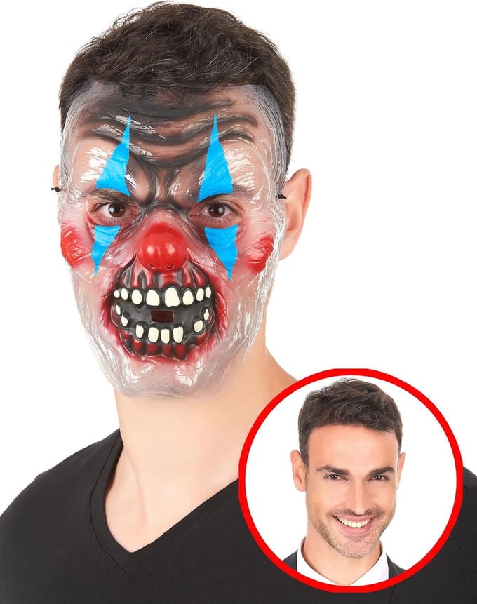 Vegaoo - Tweekleurig clownsmasker voor volwassenen