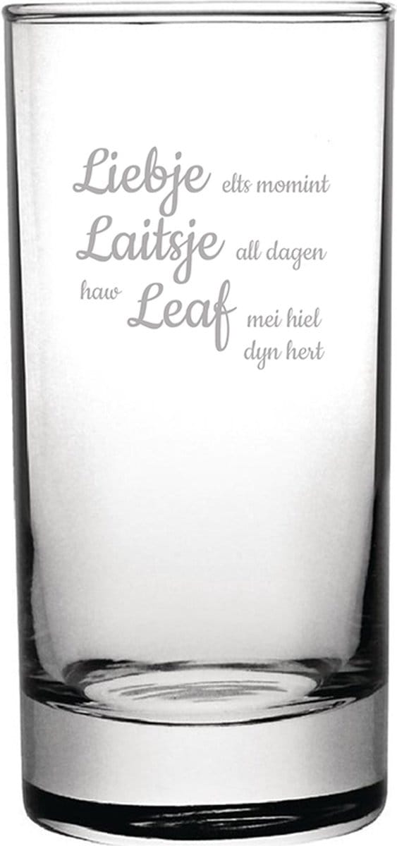 Longdrinkglas gegraveerd - 28,5cl - Liebje Laitsje Leaf