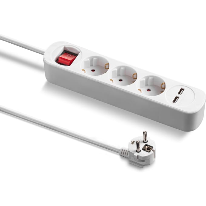 TROTEC Stekkerdoos PVH3 - 3-voudige stekkerdoos met 2 USB-aansluitingen