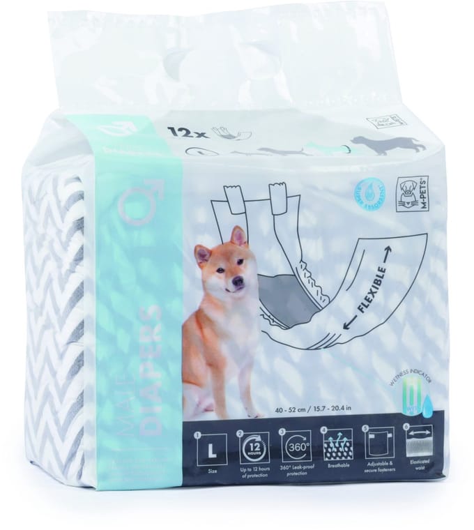 Mpets Luier - Training & Gedrag - 65x20 cm Zwart Wit Voor Reuen L