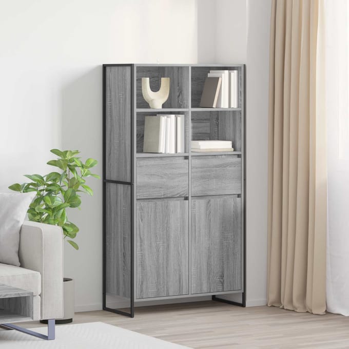 vidaXL - Dressoir - Grijs - Sonoma - 81 - x - 36 - x - 150.5 - cm - Bewerkt - hout