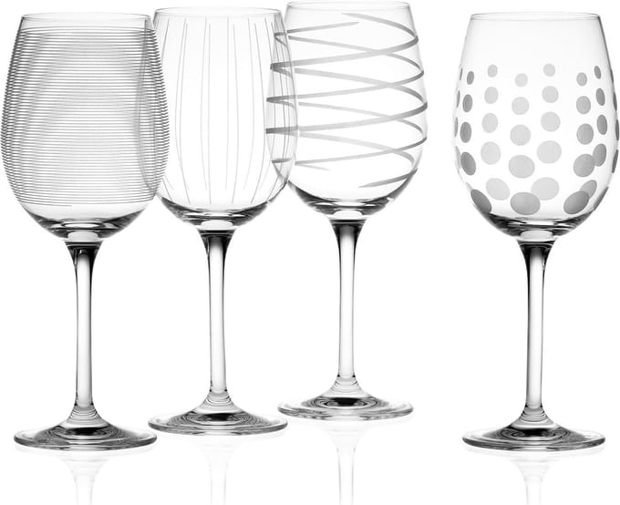 Crystal White Wine Glasses Set - Silver - 450 ml - 4 Pieces - Pack of 1