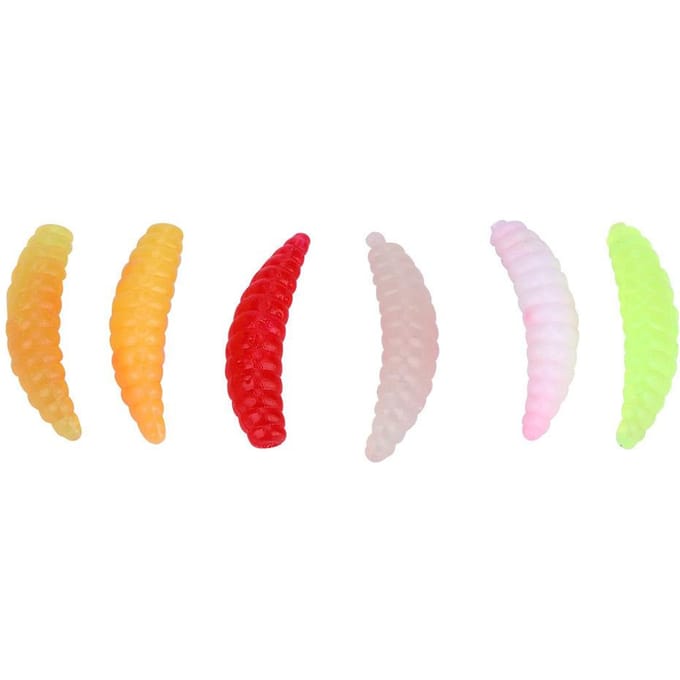 Mini formaat Worm Larve Made Vorm Vissen Zacht Aas Lure Vissen Tackle Gereedschap 100 stuks set white