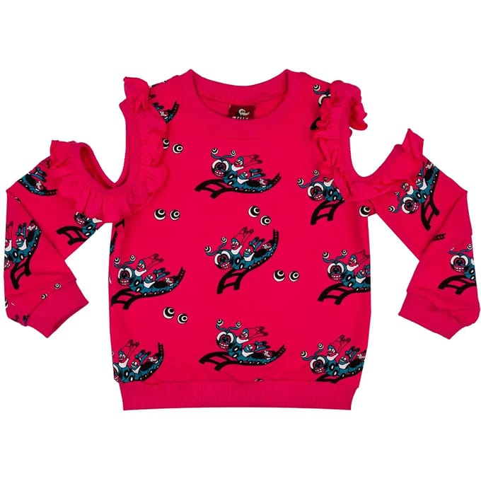 Off-Shoulder Sweatshirt Baby Meisje Raspberry Republic