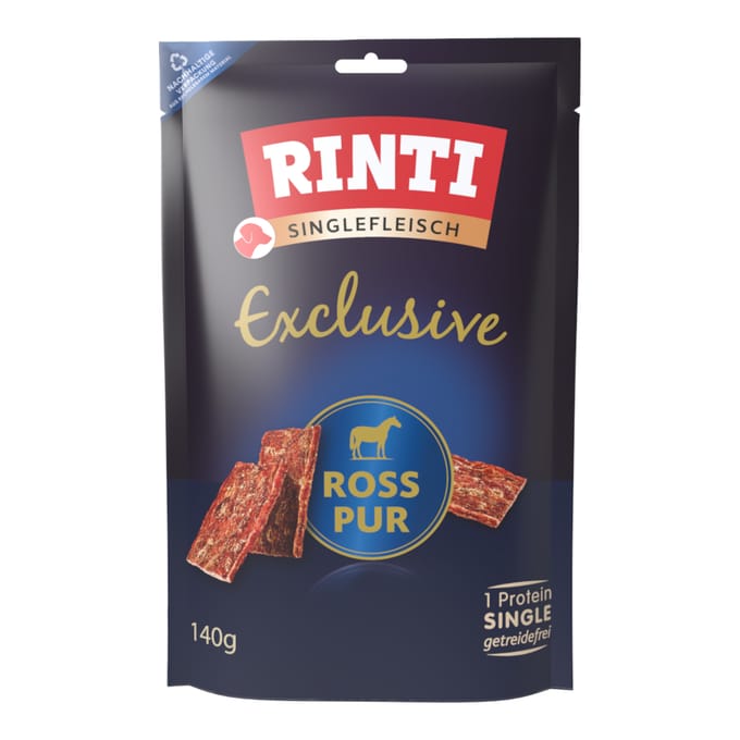 Voordeelpakket: 3x140g RINTI Singlefleisch Exclusive Snack Bigpack Paard puur Hondensnacks