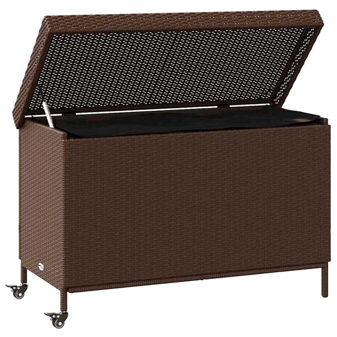 vidaXL - Tuinbox - met - wielen - 110x55x73 - cm - poly - rattan - bruin