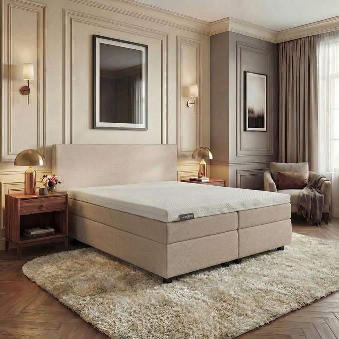 Mörgenn Hotel en B&B Boxspring - Pocketvering - Beige - 90x200 cm - Inclusief Dekbed en Kussens