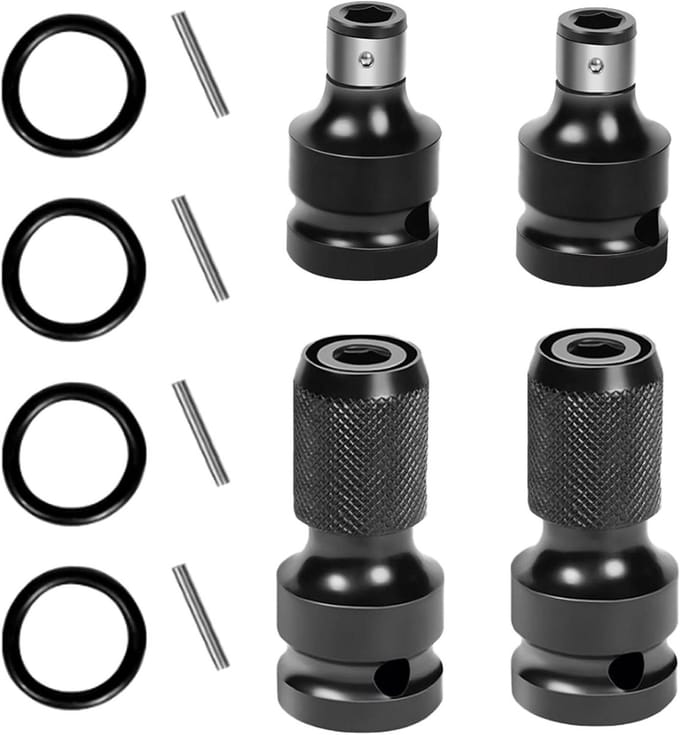 Dopsleutel Adapter Set - Bit Houder - Gereedschap Omzetten - Volledige Legering - 4 Stuks - Zwart