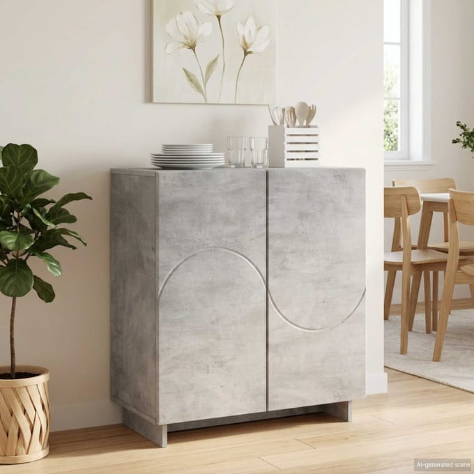 vidaXL - Dressoir - Betongrijs - 67 - x - 34,5 - x - 75 - cm - Bewerkt - hout