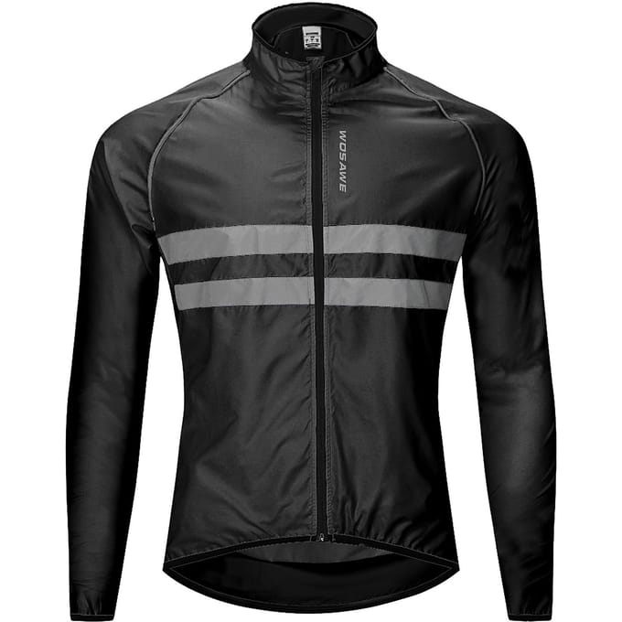 Reflecterend Lange Mouw Fietsjersey Windjack Jas Waterafstotend Winddicht Buitensporten XL zwart