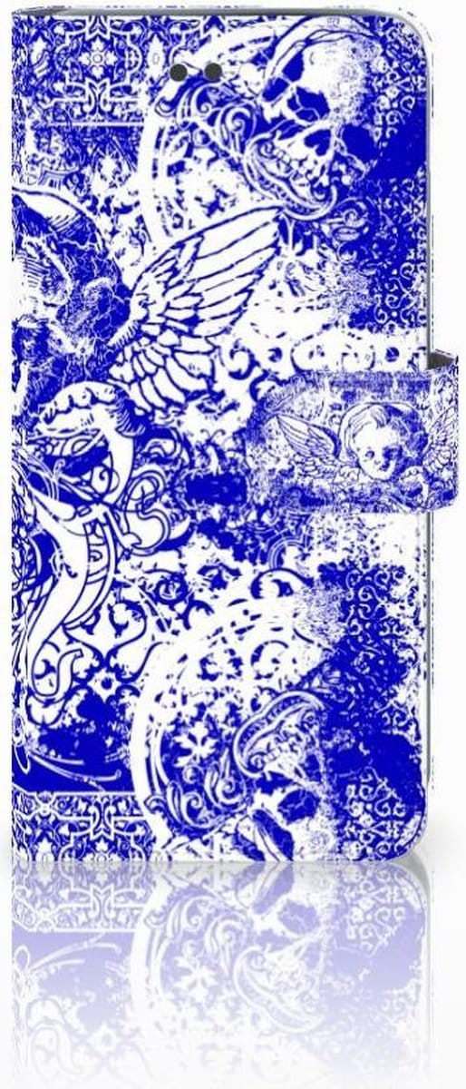 Telefoonhoesje met Naam Apple iPhone 7 Plus | 8 Plus Angel Skull Blauw