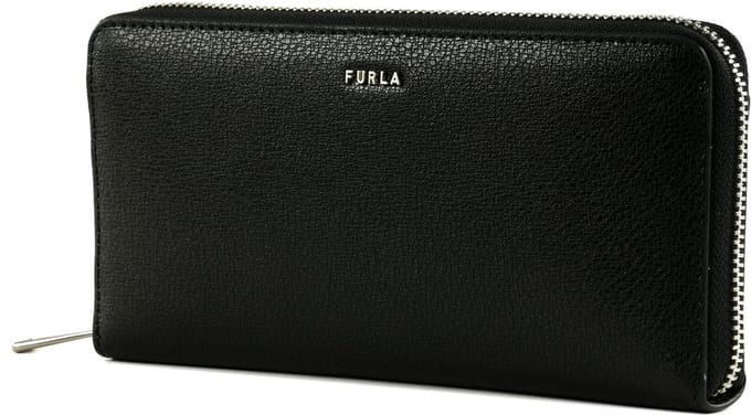 FURLA Leren Portemonnee Man Project Zip Around Wallet Nero Zwart
