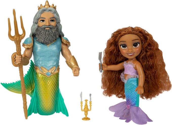 KLEINE ZEERMEERMIN ARIEL EN TRITON 15CM POPPENSET