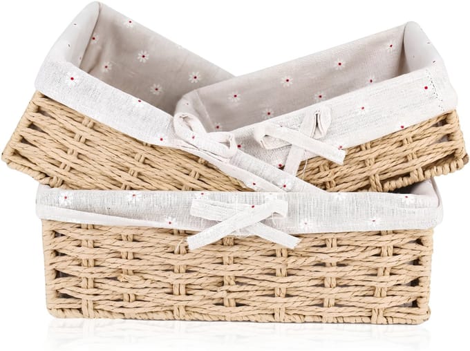 KAD® Broodtrommel - Set van 3 - Broodmand - Brood Mandje - Bruin - 10cm x 22cm x 9cm