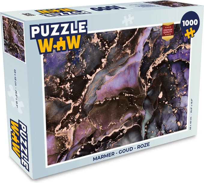 Puzzel Marmer - Goud - Roze - Legpuzzel - Puzzel 1000 stukjes volwassenen