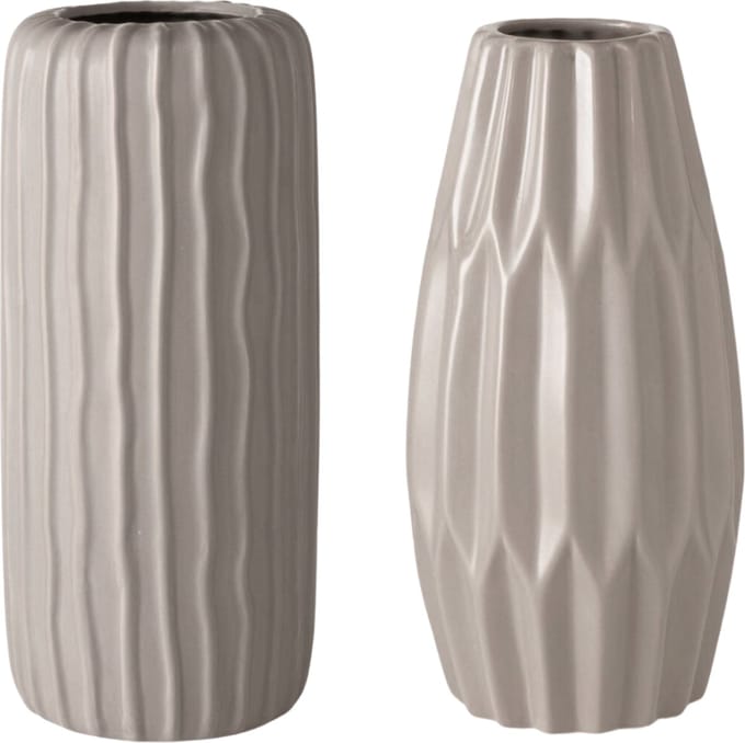 Vaas Modern Keramiek Beige 26 cm - set van 2
