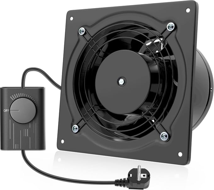 Afzuigventilator - Ventilator met regelaar - Luchtkwaliteit verbeteren - Stille werking - 150 mm - Zwart