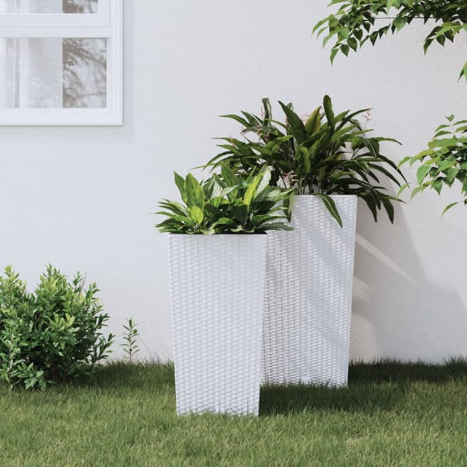 vidaXL - Plantenbak - met - uitneembare - bak - rattan-look - 11/26,5 - L - PP - wit