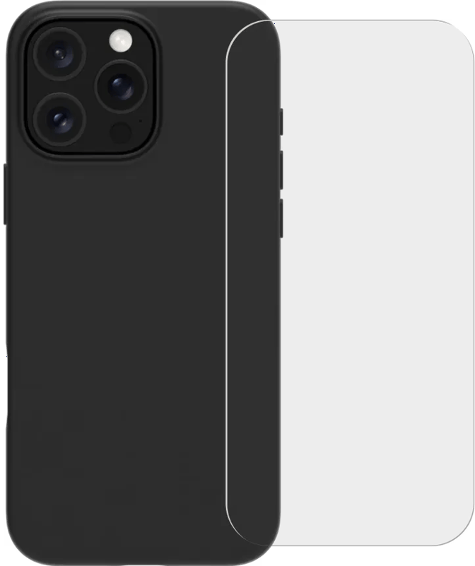 BlueBuilt Back Cover iPhone 16 Pro Zwart + Screenprotector Glas
