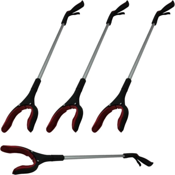 Benson Afvalgrijper - 4x - draaibare kop - 82 cm - kunststof - zwart - grijphulp
