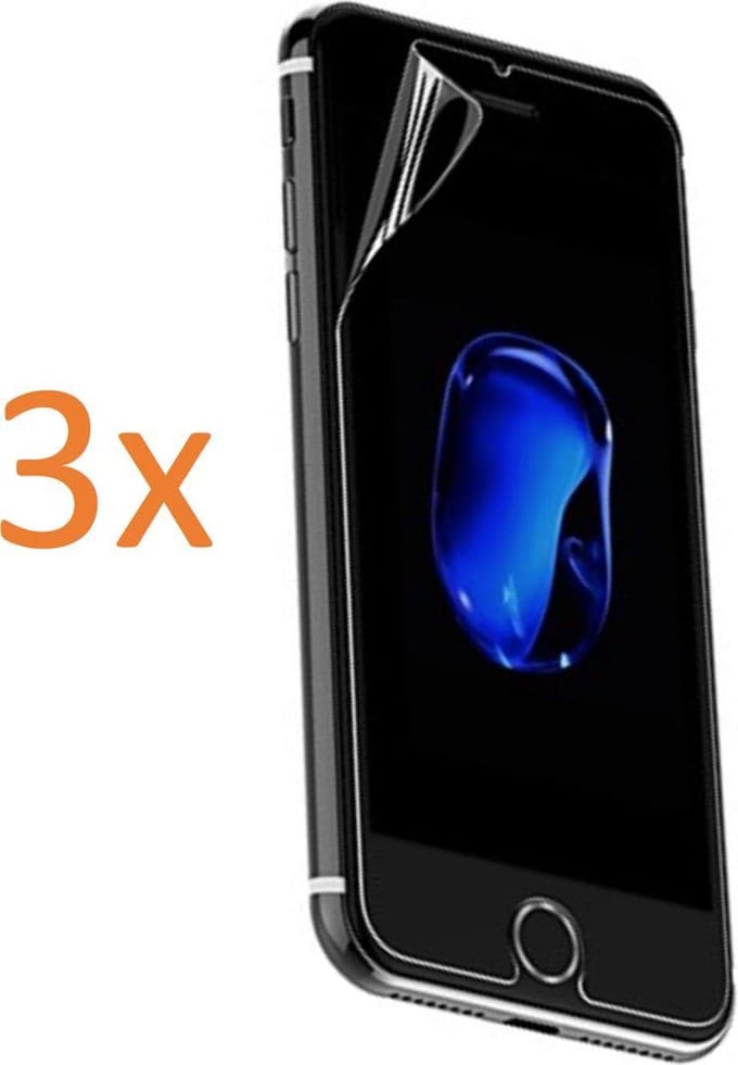3x Screenprotector geschikt voor Apple iPhone 7 - Glas PET Folie Screen protector Transparant 0.2mm 9H (Full Screen Protector)