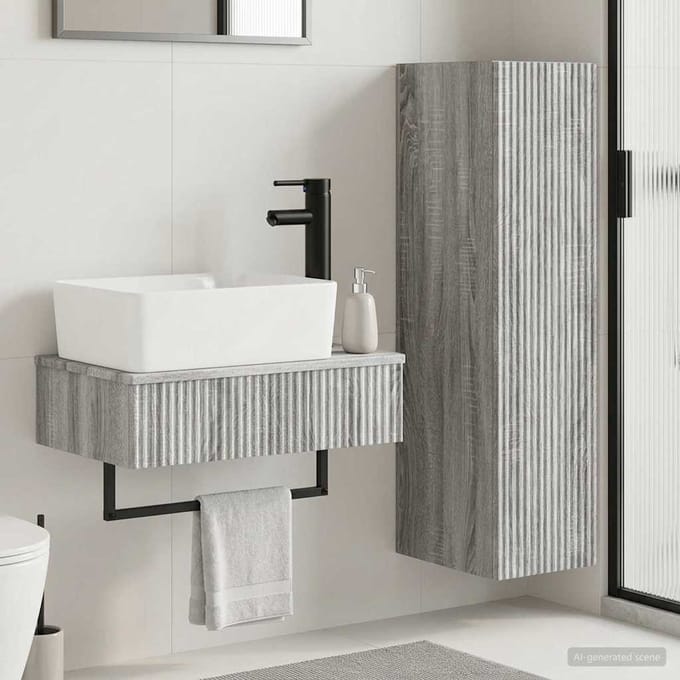 vidaXL - Badkamerkast - set - 2 - st - Grijs - Sonoma - 33 - x - 34,5 - x - 100 - cm