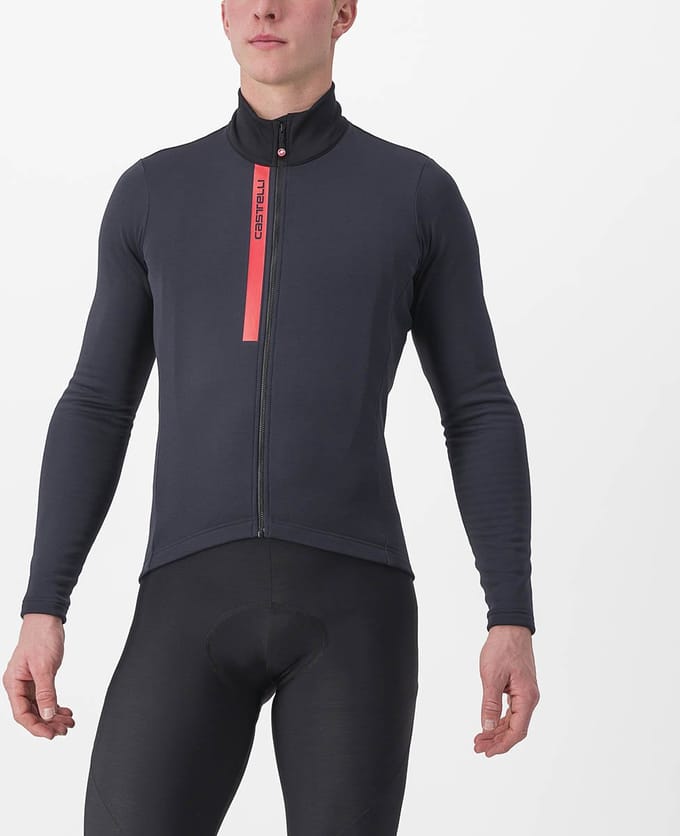 Castelli Entrata Thermal Jersey - Light Black/Red