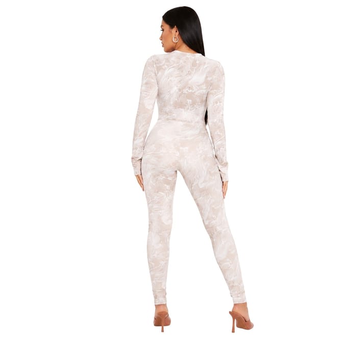 Missy Empire Dames/Dames Marble Keyhole Bodysuit (Steen)