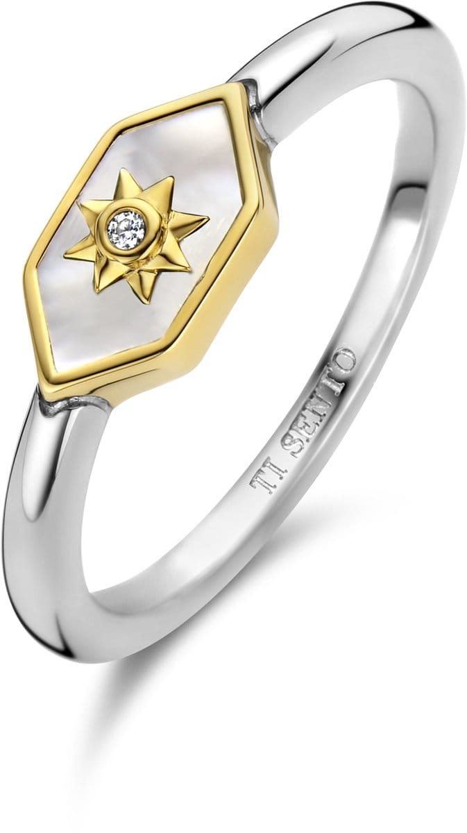TI SENTO Dames Ring - 925 zilver - Parelmoer - Maat 17.75 mm / maat 56 - 12311MW