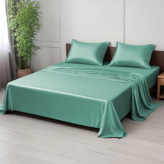 Lakenset Bamboe - Beddengoed Set - Heerlijk Slapen - 100% Biologisch Bamboe - King 4 Delig - Aqua