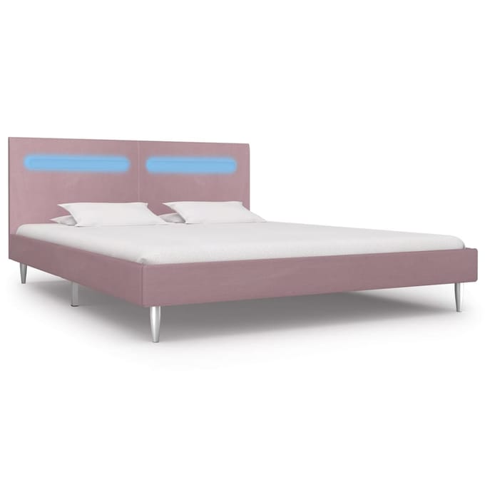 vidaXL - Bedframe - met - LED - stof - roze - 180x200 - cm