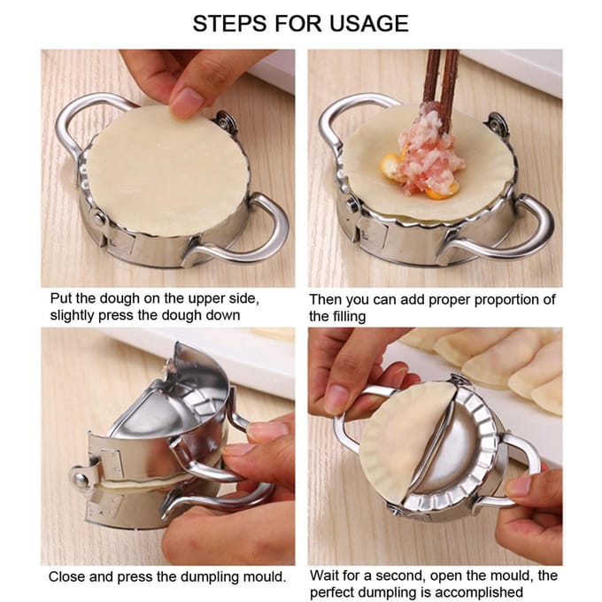 Keuken Roestvrij Staal Dumpling Deegvorm Maak Fruit Taart Pers Gebak Hulpmiddelen(Grote maat) white