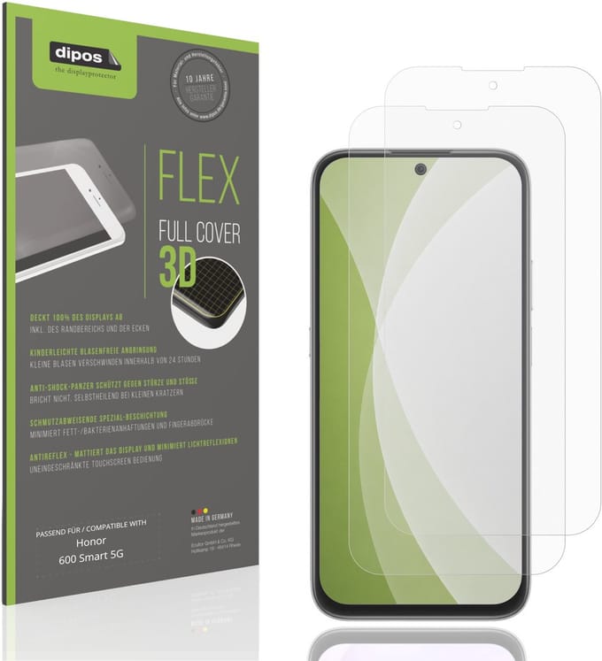 dipos FLEX – 2x Matte Screenprotector geschikt voor Honor 600 Smart 5G | Volledige Schermbescherming | Case-Friendly