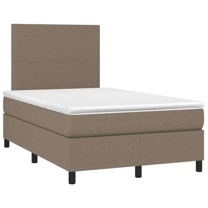 vidaXL - Boxspring - met - matras - en - LED - stof - taupe - 120x200 - cm