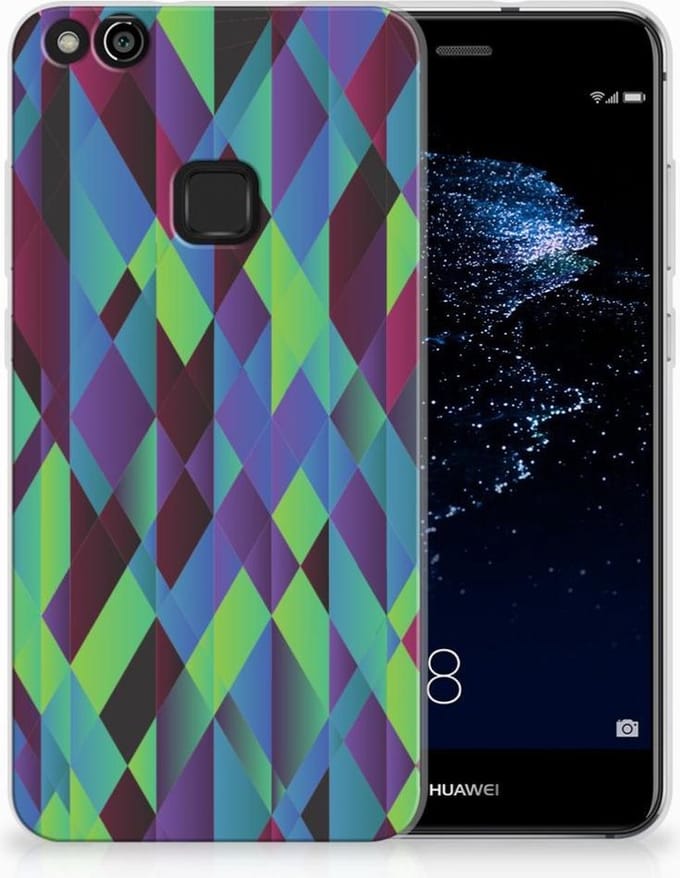 Huawei P10 Lite TPU Hoesje Abstract Green Blue