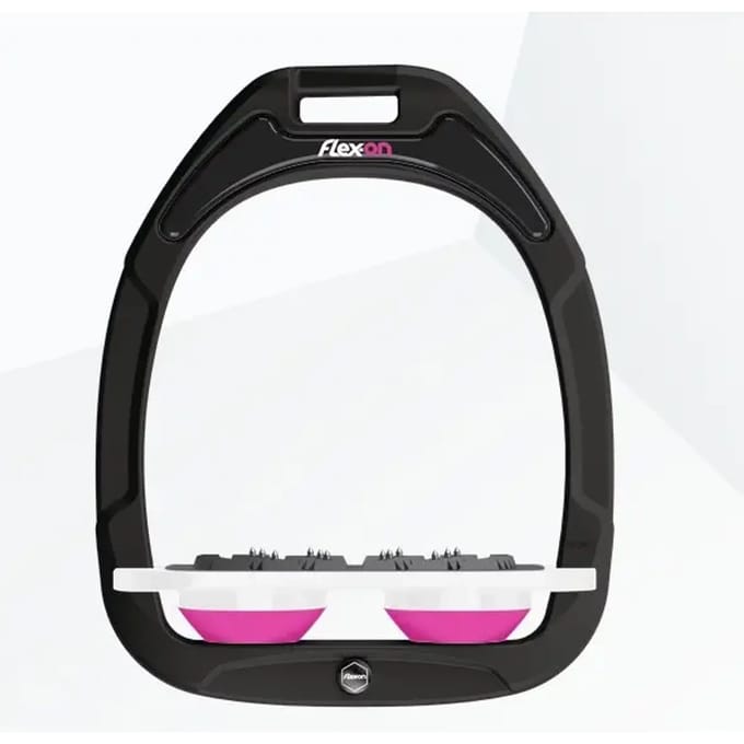 Platte Ultra Grip Stirrup Zwart/Wit/Roze Flex-On Green Composite